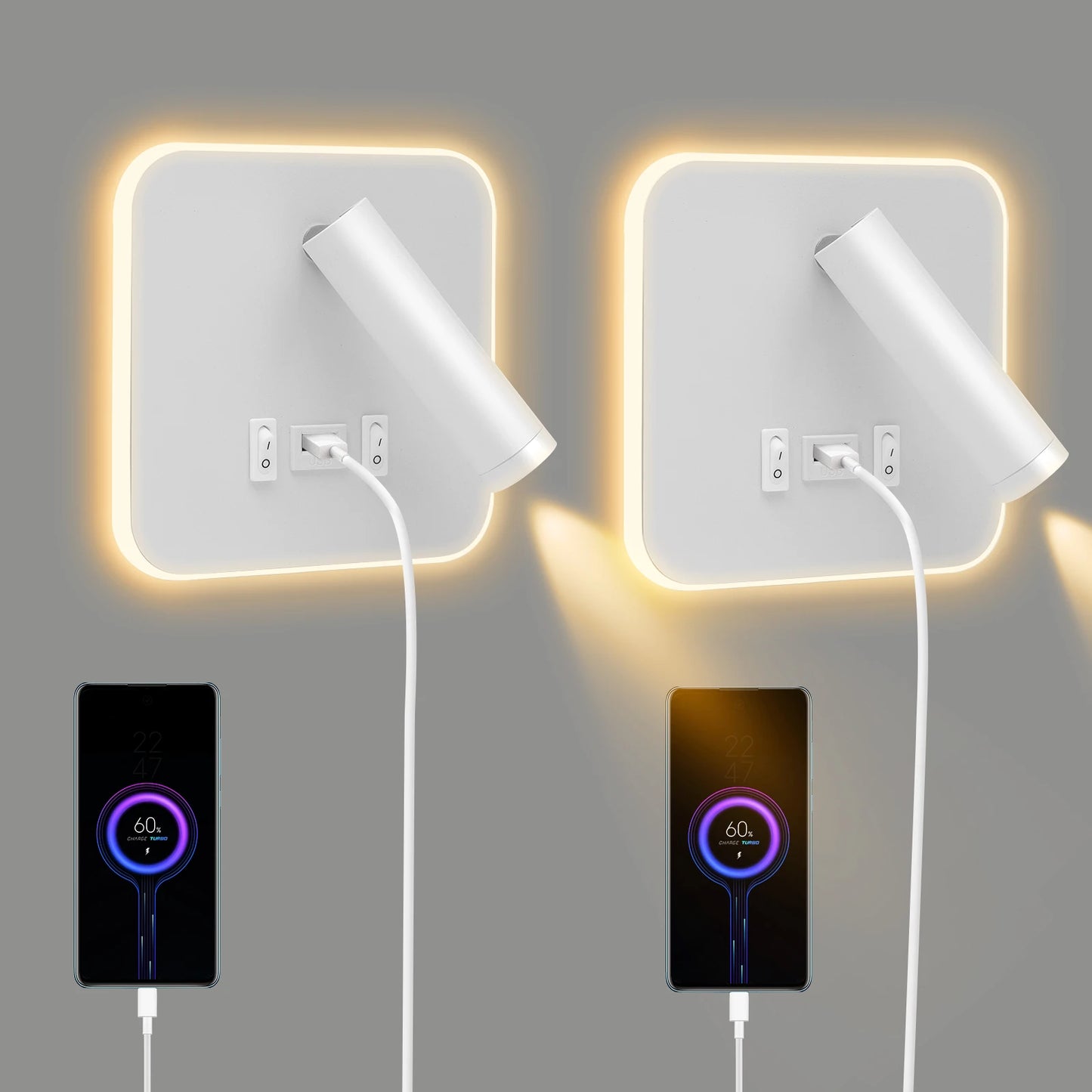 Bedside Wall Lamp LED with USB Charging Port For Kitchen Table Office Living Room Wall Mounted Reading Light Home Spotlights Led