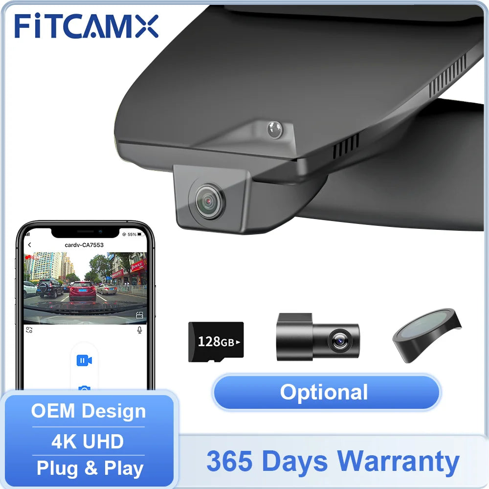 FITCAMX 4K Dashcam for Kia Niro & Niro EV 2017-2024, WIFI APP Connected Car Camera Driving Recorder for Kia Sorento 2021-2025