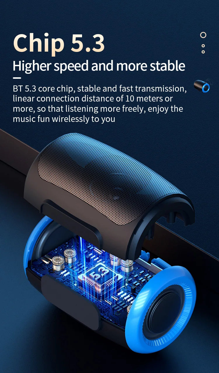 TSN-1 Portable Speaker Wireless Bluetooth Speakers with 5.3 Stereo FM/SD/USB Disk/Aux Modes Waterproof for Outdoor Hifi Sound