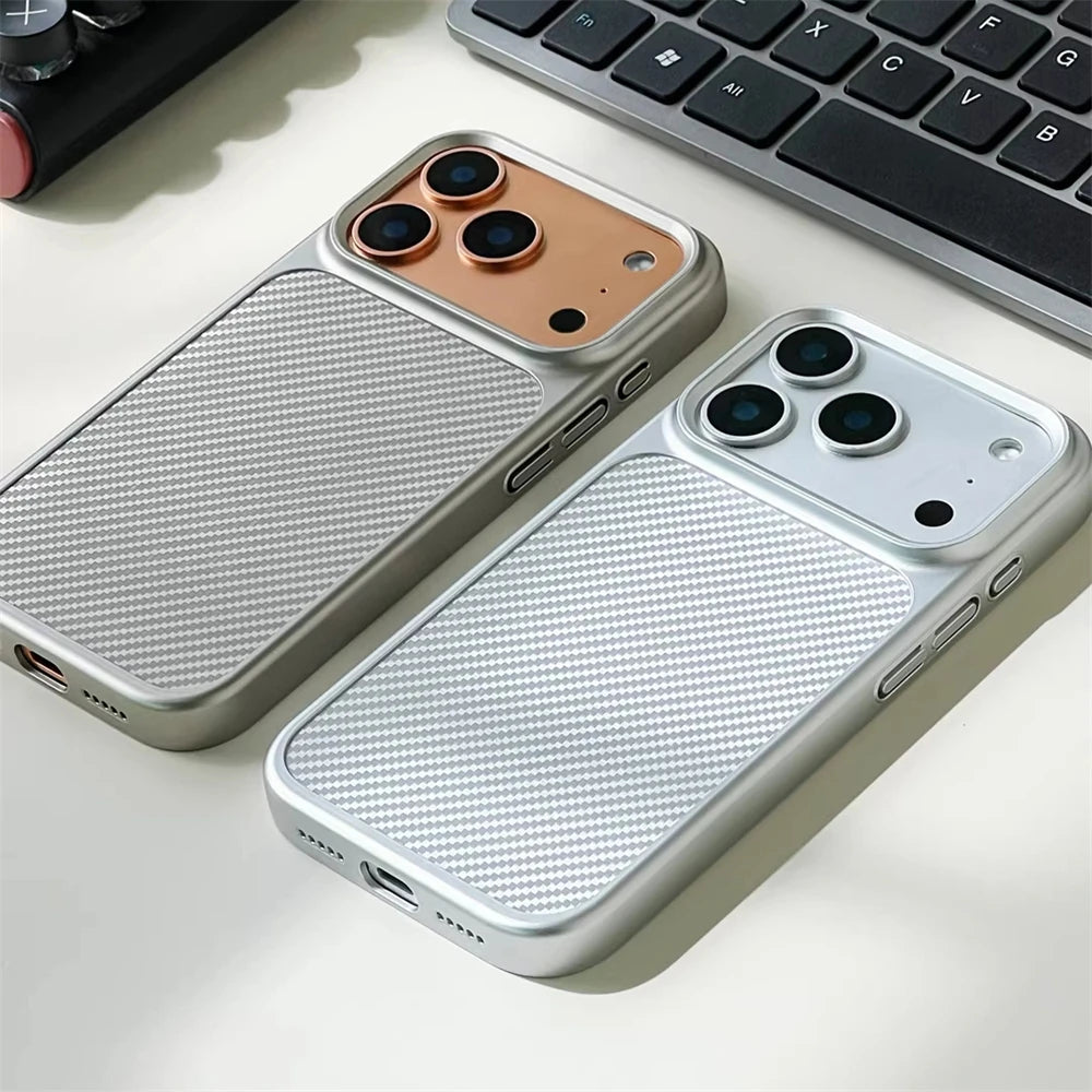 Luxury Business Carbon Fiber Pattern Hard PC Magnetic Case For iPhone 17 16 15 Pro Max For Magsafe Wireless Charging Matte Cover