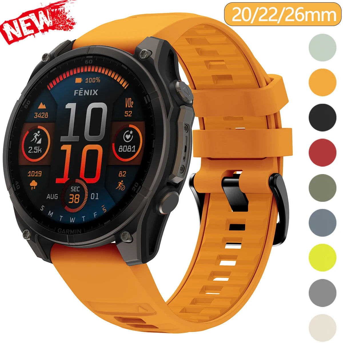New 20/22/26mm sport Band for Garmin Fenix 8 7X 7 7Pro 7S 6X 6 6S 5X 5S Plus Enduro 2 Forerunner 955 Silicone Quick Fit Strap