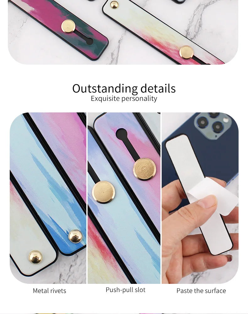 Portable Push-pull Phone Holder Slide Stand Multi-function Ring Buckle Lazy Desktop Sticky Rainbow Phone Silicone Ring Grip