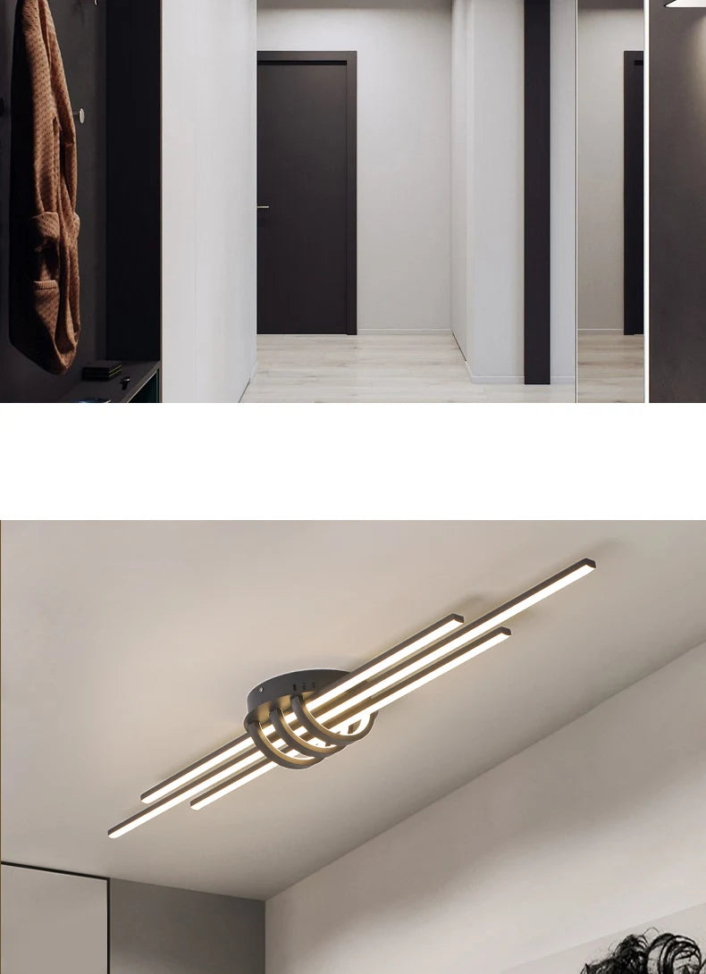 FANPINFANDO Modern Led Ceiling Lights For Living Room Bedroom Matte Black/White Aluminum Kitchen Led Ceiling Lamps Fixtures