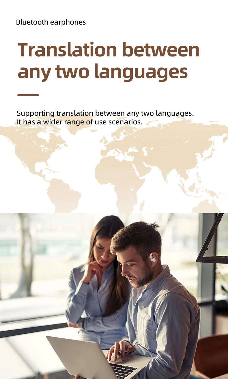 MSAI 138 Languages Wireless Translator Earbuds Multilingual Translate Bluetooth AI Headphones Tow Way Real Time Translation