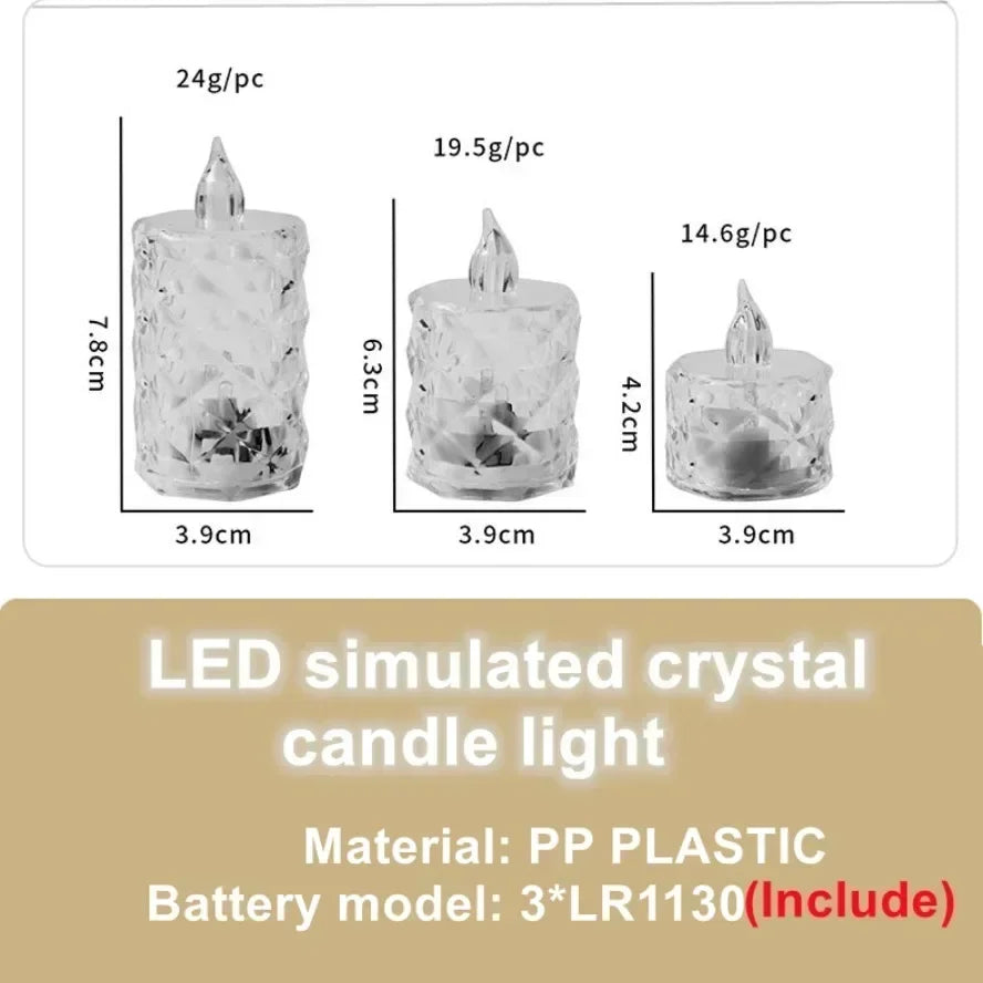 24~1PCS S/M/L LED Crystal Candle Light Flameless LED Candle Electronic Night Lamp Dating Party Christmas Home Wedding Decoration