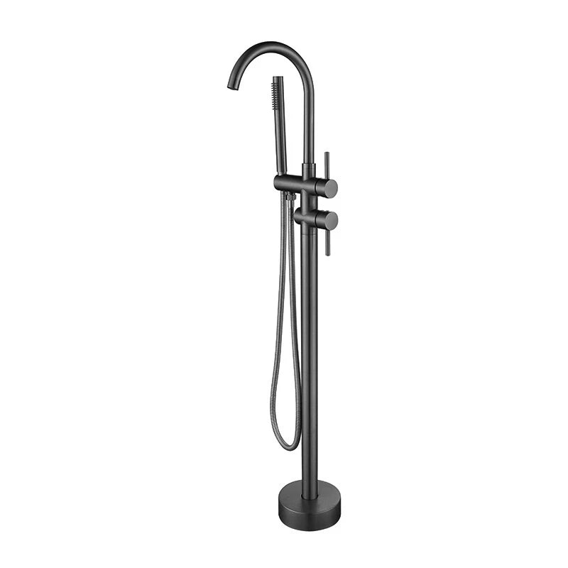 Freestanding Bathtub Faucet Bathroom Tub Shower Diverter Floor Mounted Mixer Tap Brass Rose Gold for Bath Spout With Handshower