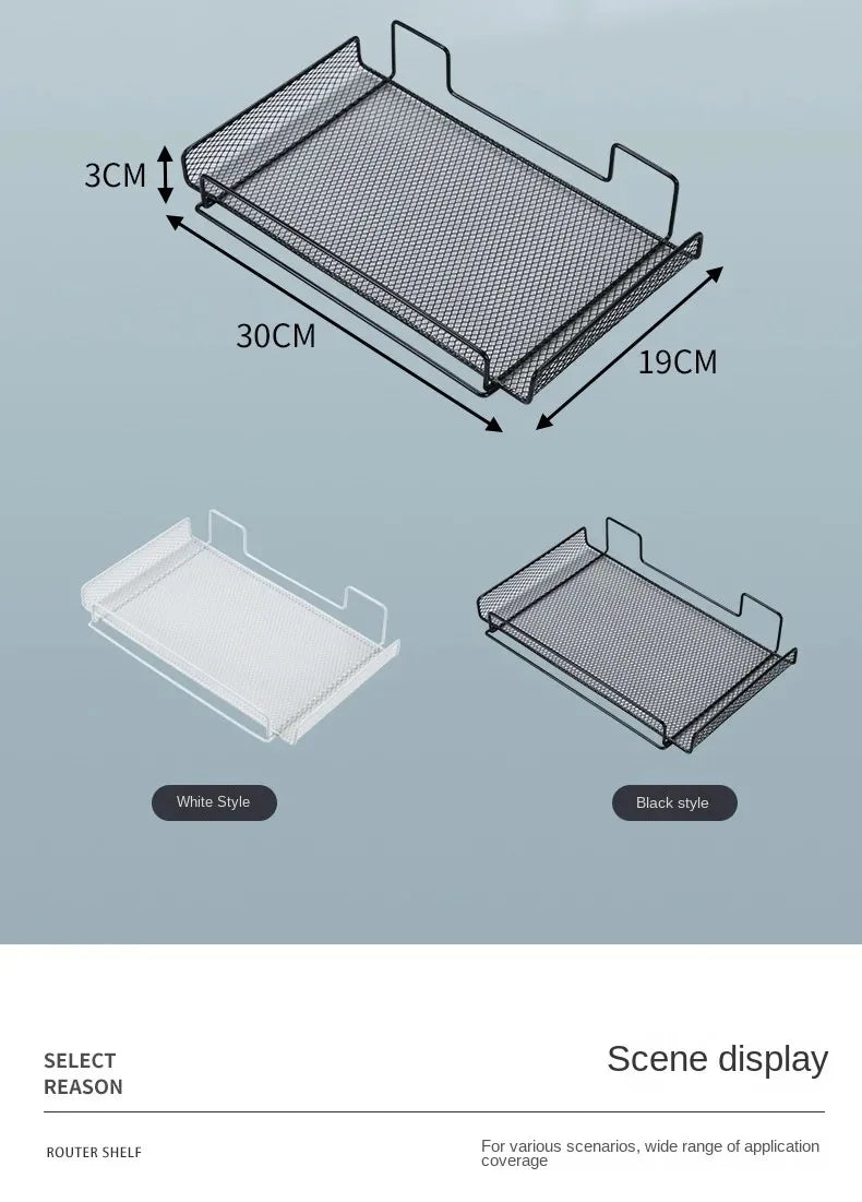 Self-adhesive Shelf Wall-mounted No-drill Storage Box  Kitchen SpiceDrying Rack Shelf for Dish Wall Router Rack TV Set-top Box