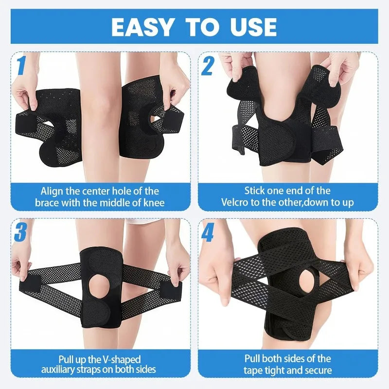 1PCS for Men&Women Elastic Sports Kneepad Four Generations Joint Support Pressure Knee Pads Fitness Brace Protector Black