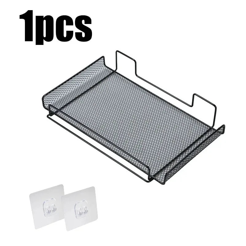 Self-adhesive Shelf Wall-mounted No-drill Storage Box  Kitchen SpiceDrying Rack Shelf for Dish Wall Router Rack TV Set-top Box