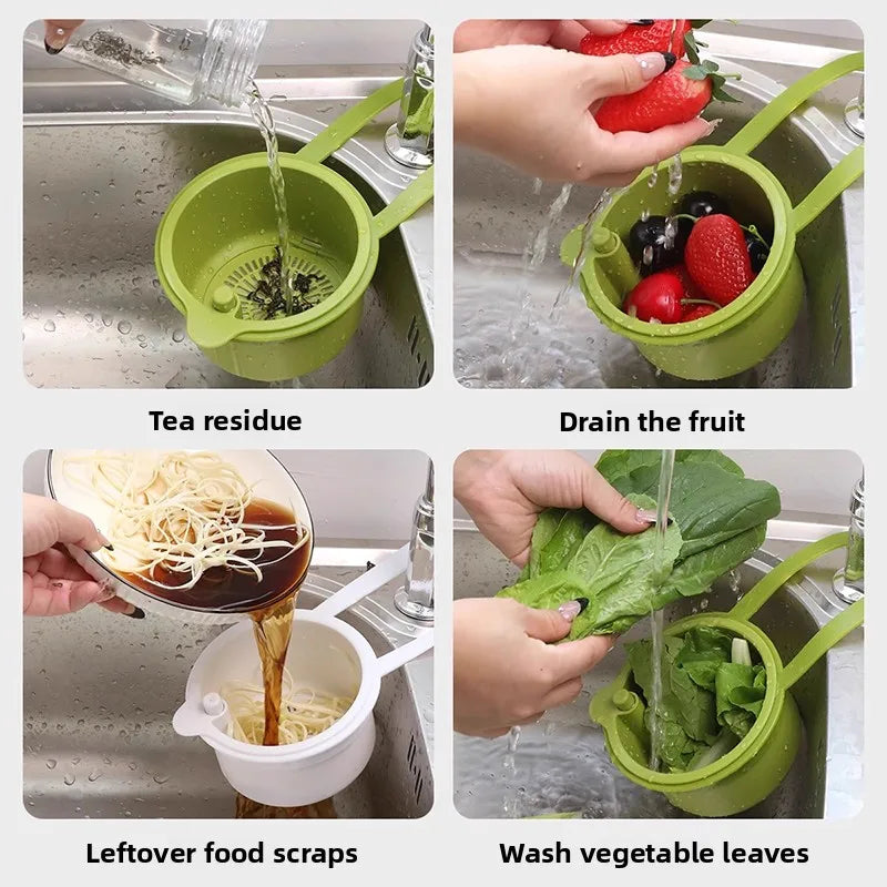 Hanging Drain Basket - Foldable Kitchen Sink Strainer, Multi-Color Over-the-Sink Drain Colander, Space-Saving Vegetable/Fruit Dr