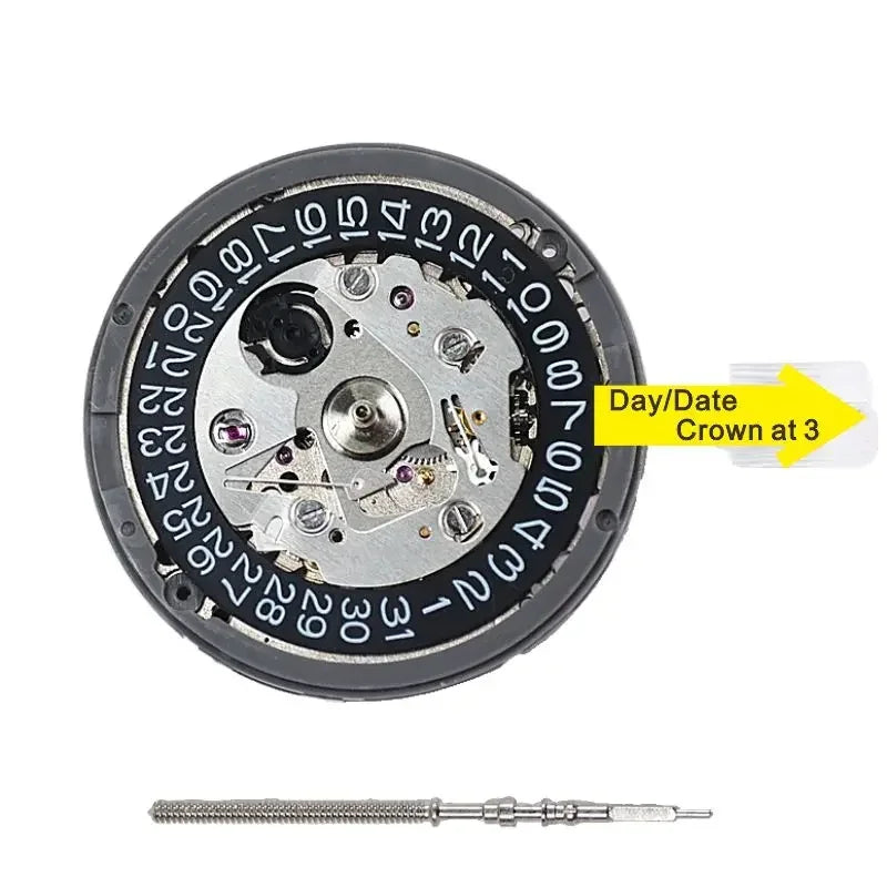Japan Genuine NH35 Automatic Mechanical Movement High Accuracy 24 Jewels Mod Watch Replacement NH35A Date at 3:00