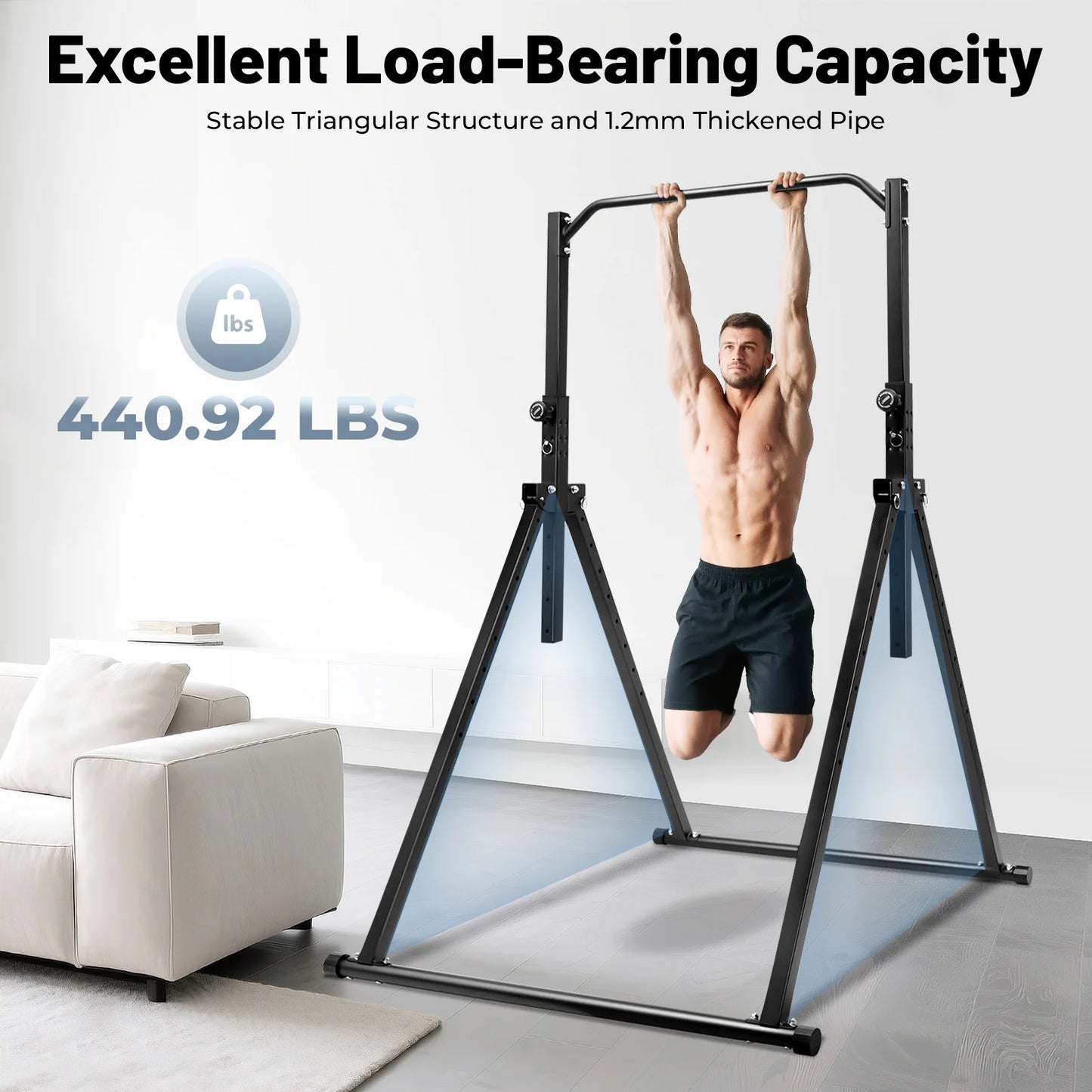 Pull Up Bar 440LBS Capacity Multi-Function Power Tower Push Up Workout Abdominal Exercise for Strength Training Home Gym