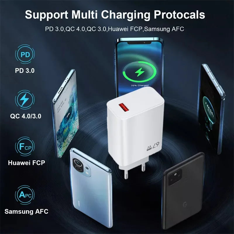 67W Fast Charger For Xiaomi 14 13 12 11 Ultra Redmi Note 13 12T Pro POCO X6 Turbo Type C Cable Power Adapter USB Quick Charger