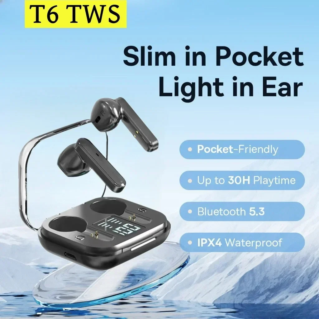 TWS Earpuds Wireless Bluetooth 5.3 Sport Gaming Headsets Noise Reduction Earbuds Mic Headphones with LED Display Earphones