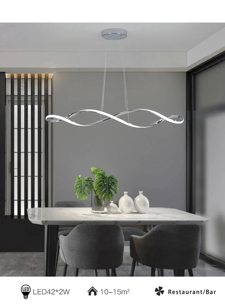Adjustable Height LED Ceiling Light with Remote Control Modern Kitchen Island Lighting Living Room Illumination