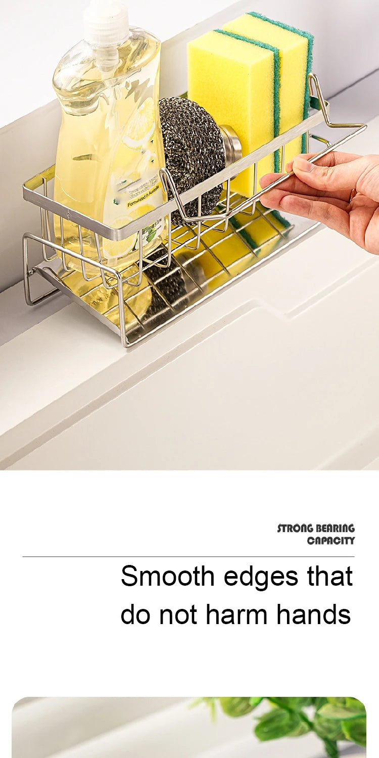 Sink Cleaning Tools Storage Rack Kitchen Multifunctional Stainless Steel Drain Rack for Sponge Cleanser Organizer Rag Hanger