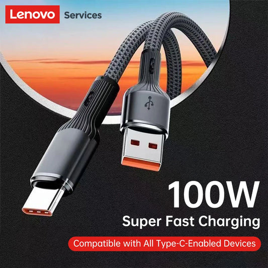 Lenovo 100W 6A Fast charging data cable USB/Type C to Type C for Sumsung Huawei Xiaomi OPPO Phone High-speed Data Transfer Cord