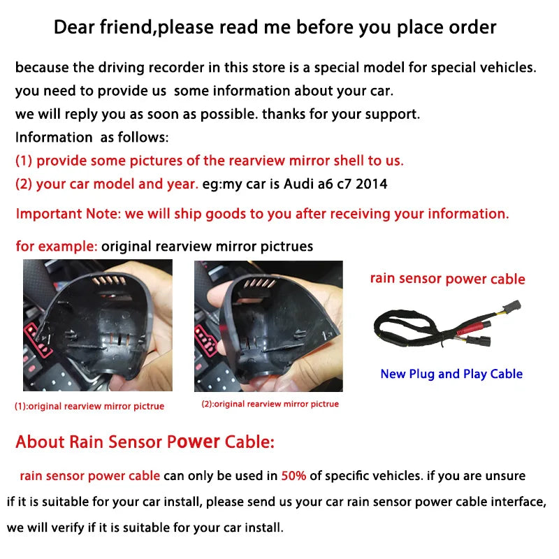 1K 2K 4K Dash Cam Plug and Play For Audi S8 S7 S6 S5 S4 S3 RS7 RS6 RS5 RS4 RS3 TT R8 Q8 Q7 Q5 Q3 A8 A7 A6 A5 A4 A3 2017-2023