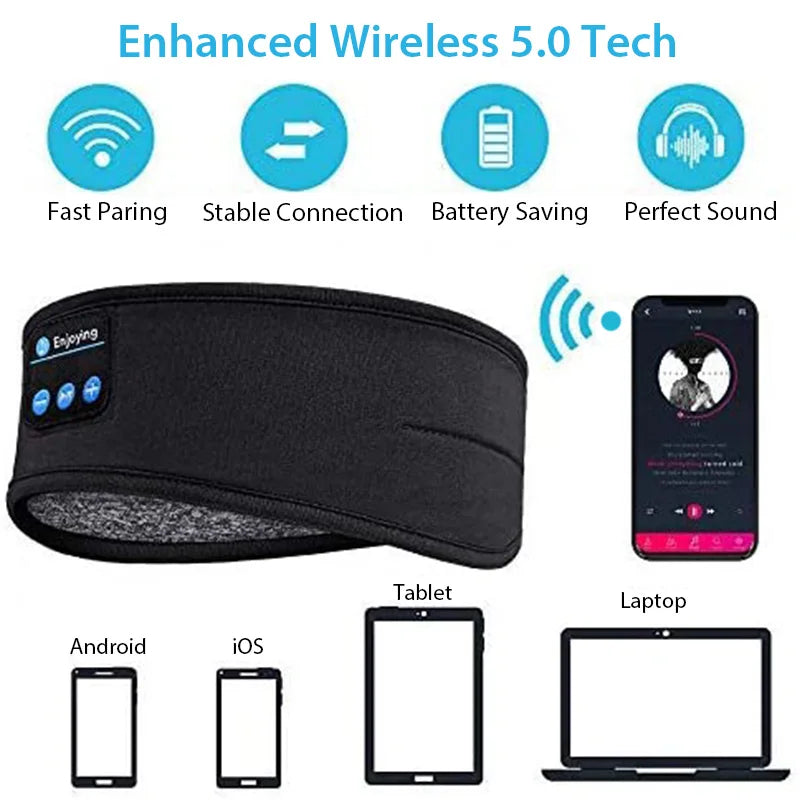 Bluetooth Headband Headphones Wireless Music Sports Hairband Running Fitness Sweatband Earphones Soft Sleeping Eye Mask Headset