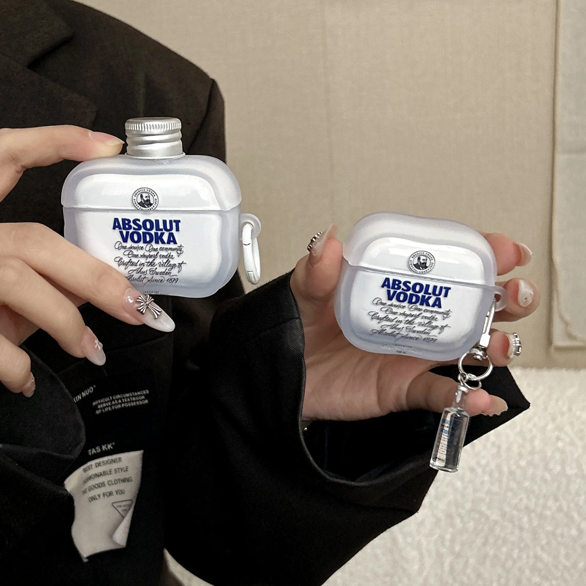 For AirPods 4 Pro 3 2 1 Pro2 Pro3 Earphone Case 3D Vodka Creative Silicone Cartoon Headphone Box With Pendant Cover