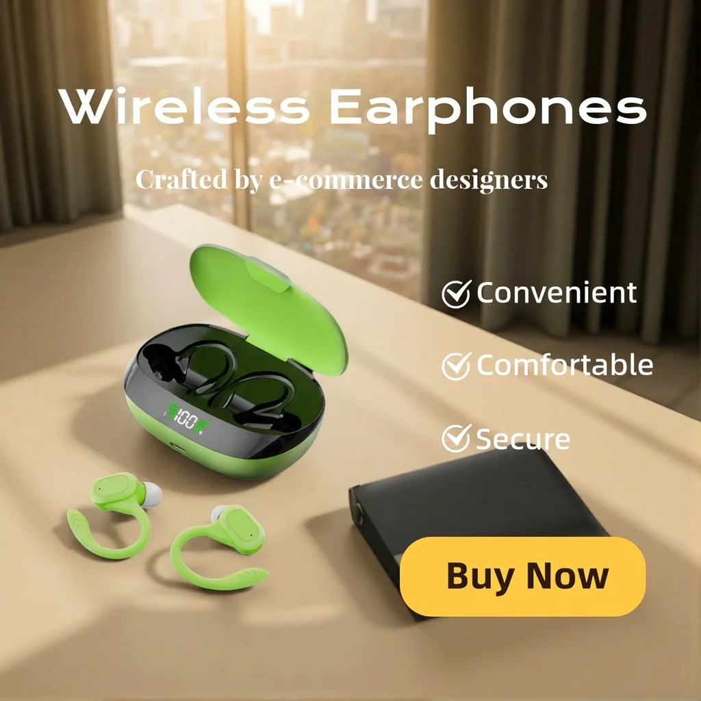Earhook Bluetooth Headphones Wireless Over-Ear Headset with Microphone for Sports Running Earbuds with Volume Control Earphones