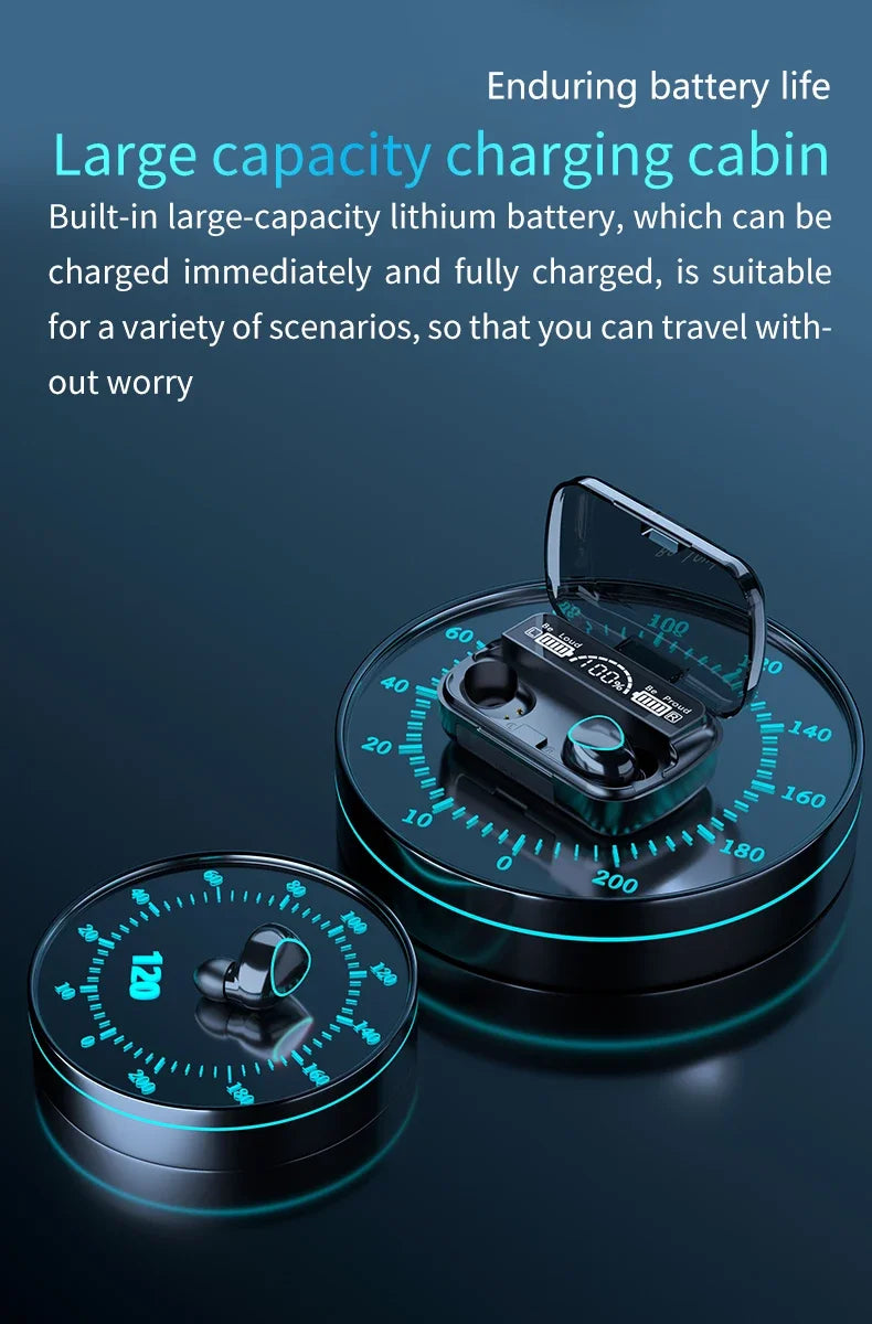 M10 Wireless Earphones 9D Stereo - 3500mAh Charging Box Sports Waterproof TWS Bluetooth Headphones with Microphone