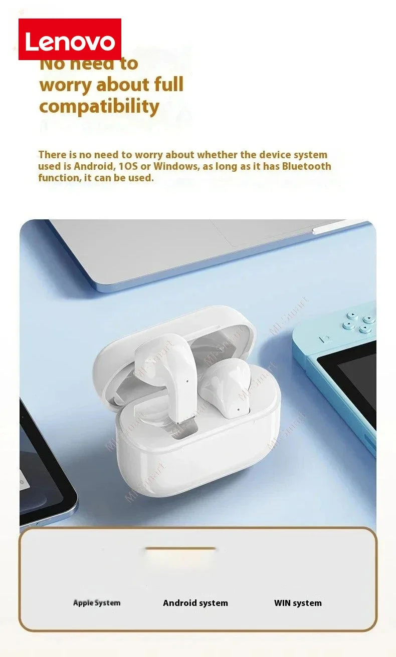 Lenovo Headphones Extended Battery Life for Sports Bluetooth Earbuds Wireless Earphones Long-Lasting with Noise Cancellation