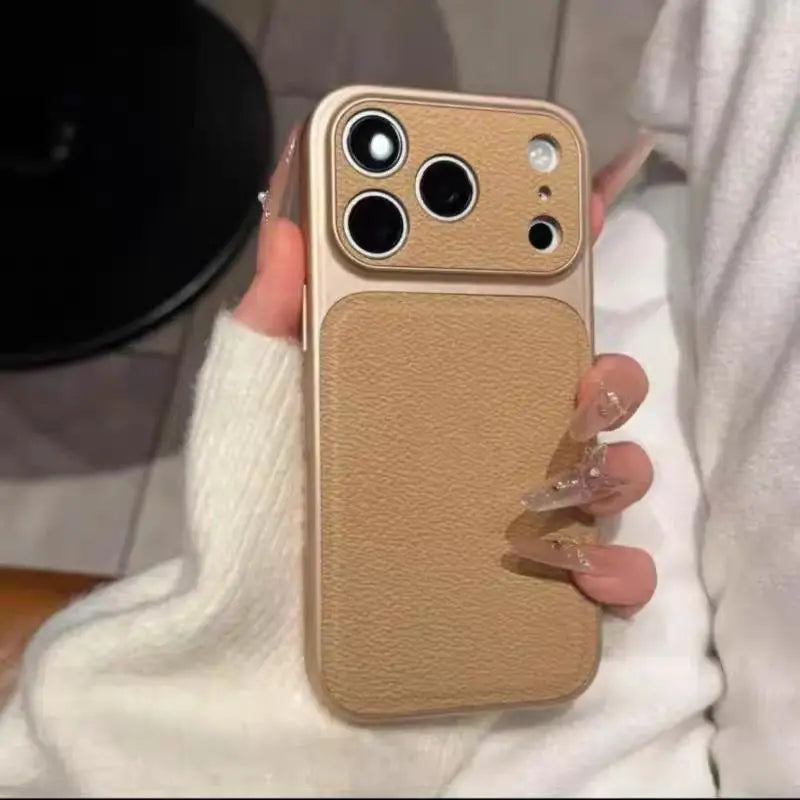 Luxury Lychee Leather Shockproof Phone Case For iPhone 17 Air 16 15 14 13 Pro Max Instantly Turn 17Pro Full Bumper Matte Cover