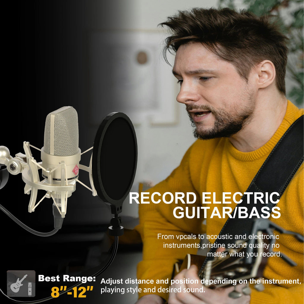 AMX 103 XLR Condenser Microphone 48V Phantom Power Mic for Audio Interface Mixer Studio Recording Podcast Streaming Voice Over