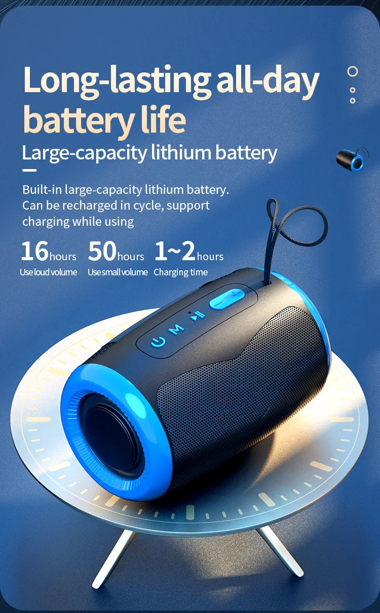 TSN-1 Portable Speaker Wireless Bluetooth Speakers with 5.3 Stereo FM/SD/USB Disk/Aux Modes Waterproof for Outdoor Hifi Sound
