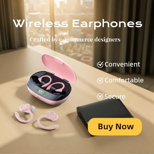 Earhook Bluetooth Headphones Wireless Over-Ear Headset with Microphone for Sports Running Earbuds with Volume Control Earphones