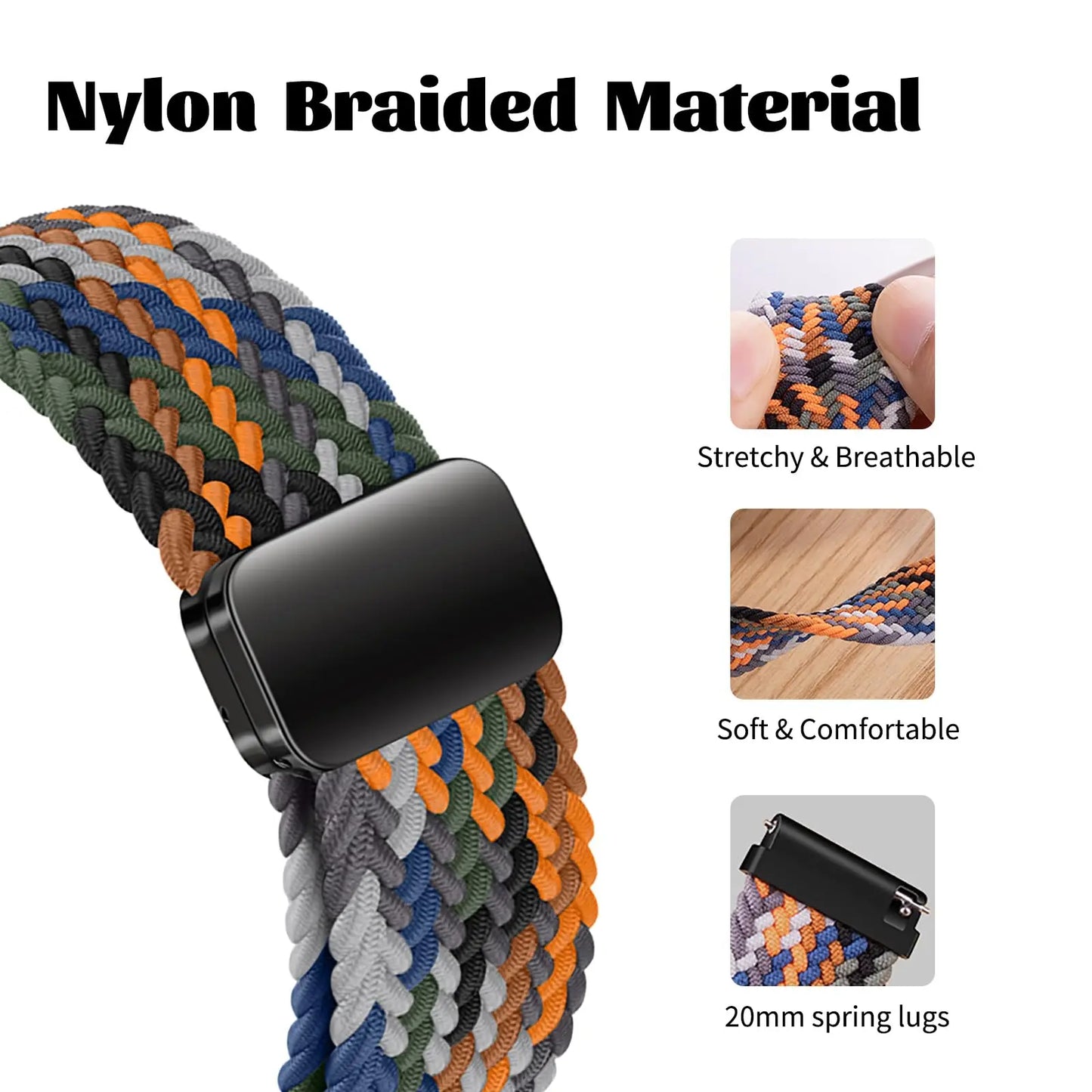 Magnetic Braiede Nylon Loop Band for HUAWEI watch GT 6 pro 46mm elastic Accessories Bracelet correa gt6 gt5 22mm watch straps