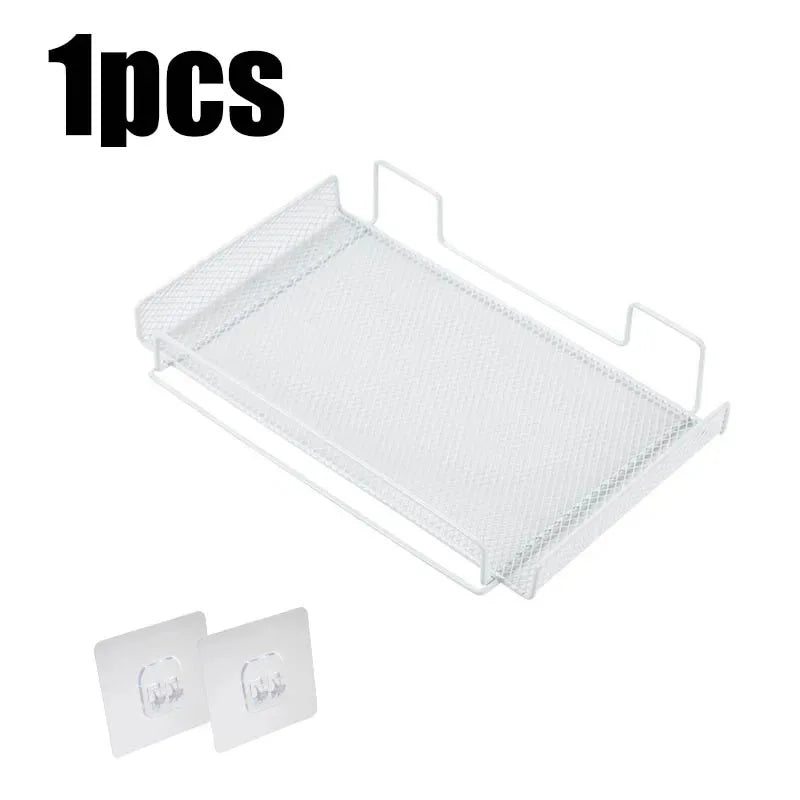 Self-adhesive Shelf Wall-mounted No-drill Storage Box  Kitchen SpiceDrying Rack Shelf for Dish Wall Router Rack TV Set-top Box