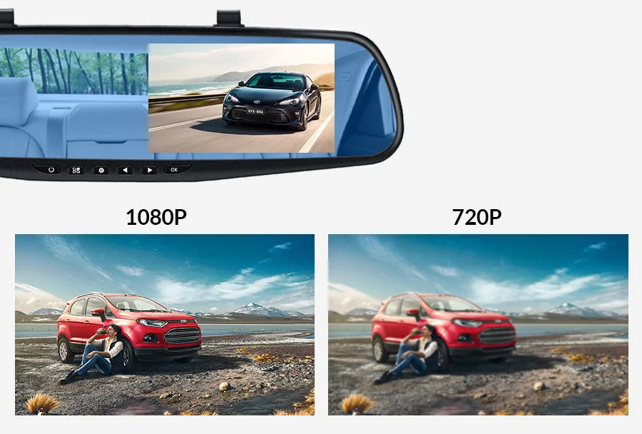 4.3 Inch 1080P Dual camera Dash Cam For Cars Optional 1080P Rear Car Camera Night Vision Loop Recording Wide Angle Car DVR Came
