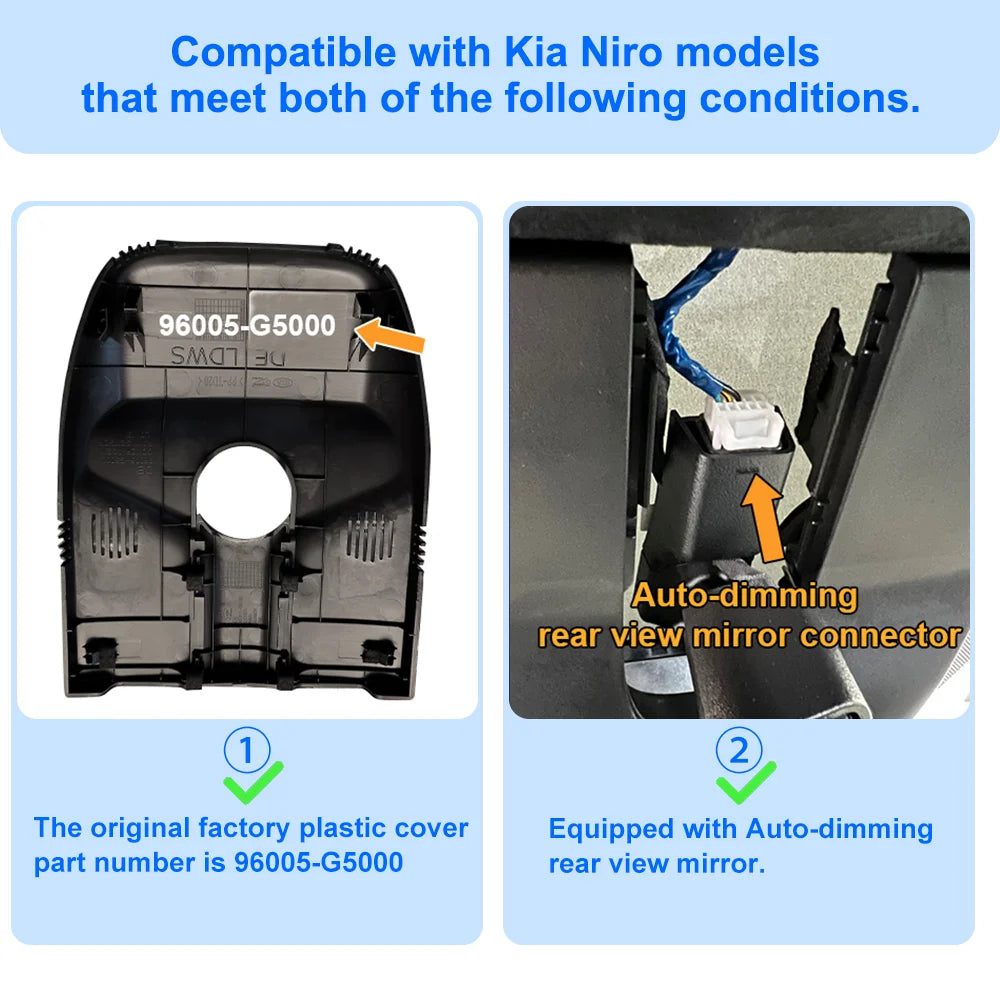 FITCAMX 4K Dashcam for Kia Niro & Niro EV 2017-2024, WIFI APP Connected Car Camera Driving Recorder for Kia Sorento 2021-2025