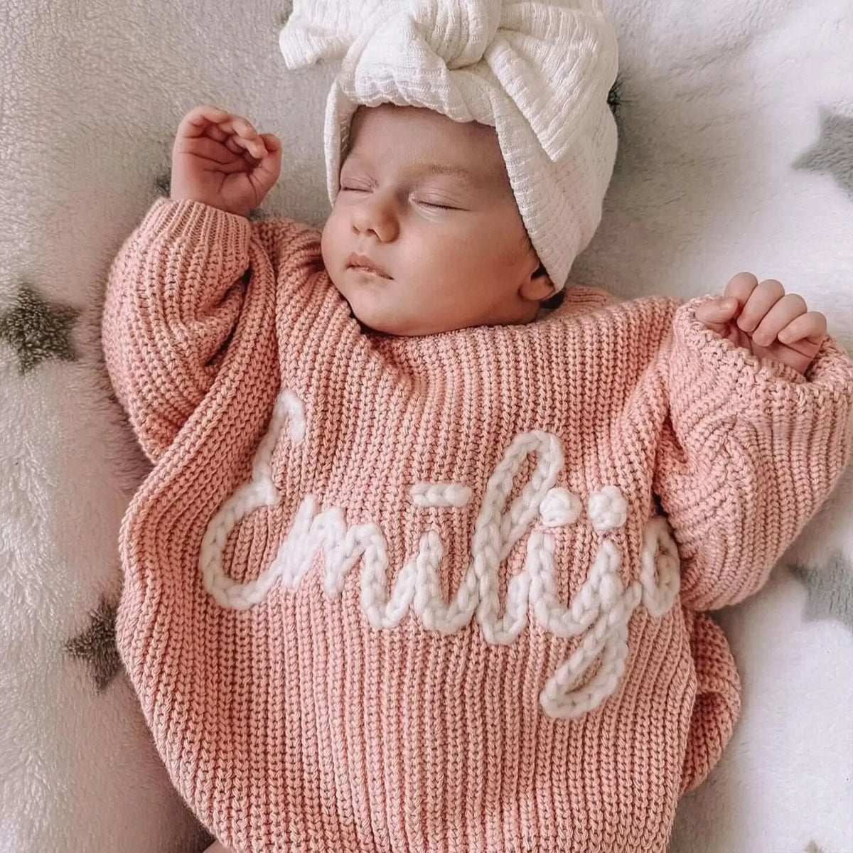 New Custom Name Kids Clothes Girls Boys Personalized Baby Sweaters Handmade Thick Line Embroidery Children's Knitted Sweater