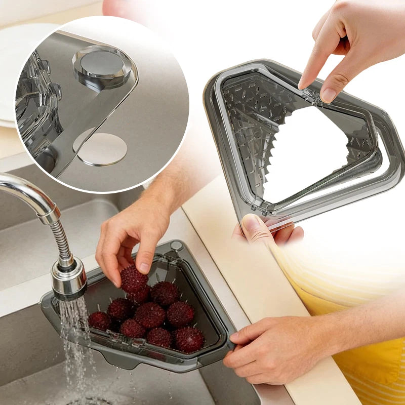 Triangle Magnetic Sink Drain Basket Hanging Vegetable Fruit Drainage Strainer Kitchen Filter Accessories Food Waste Collector
