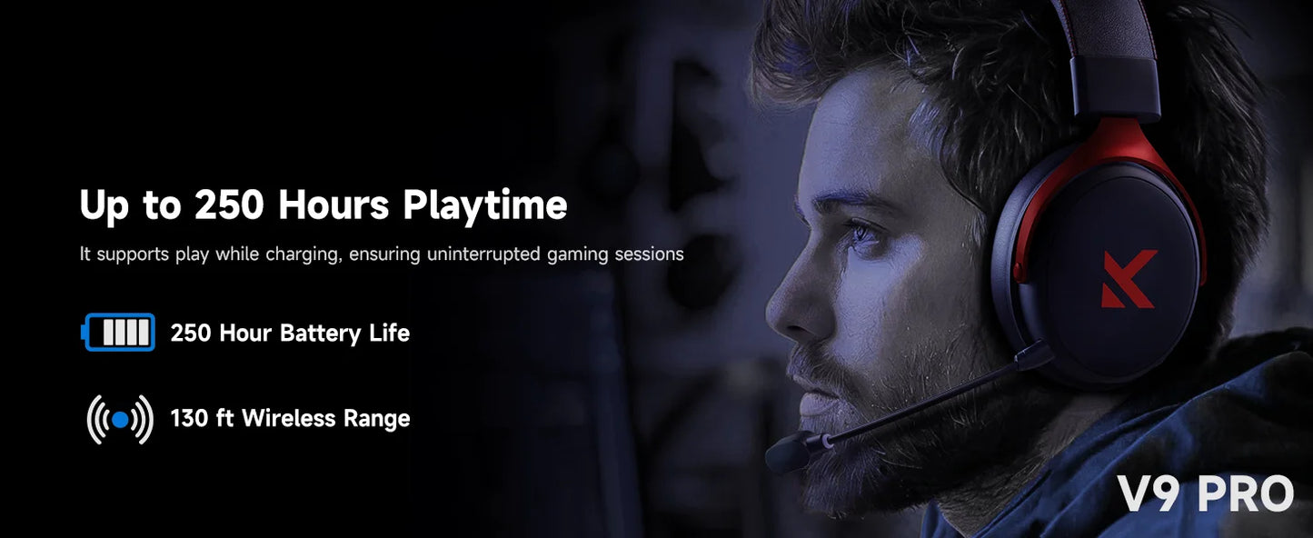 MCHOSE V9 Pro 7.1 Esports Headphones Head Mounted Four Mode Gaming Bluetooth C-Media Processor Computer with Microphone 2000mAh