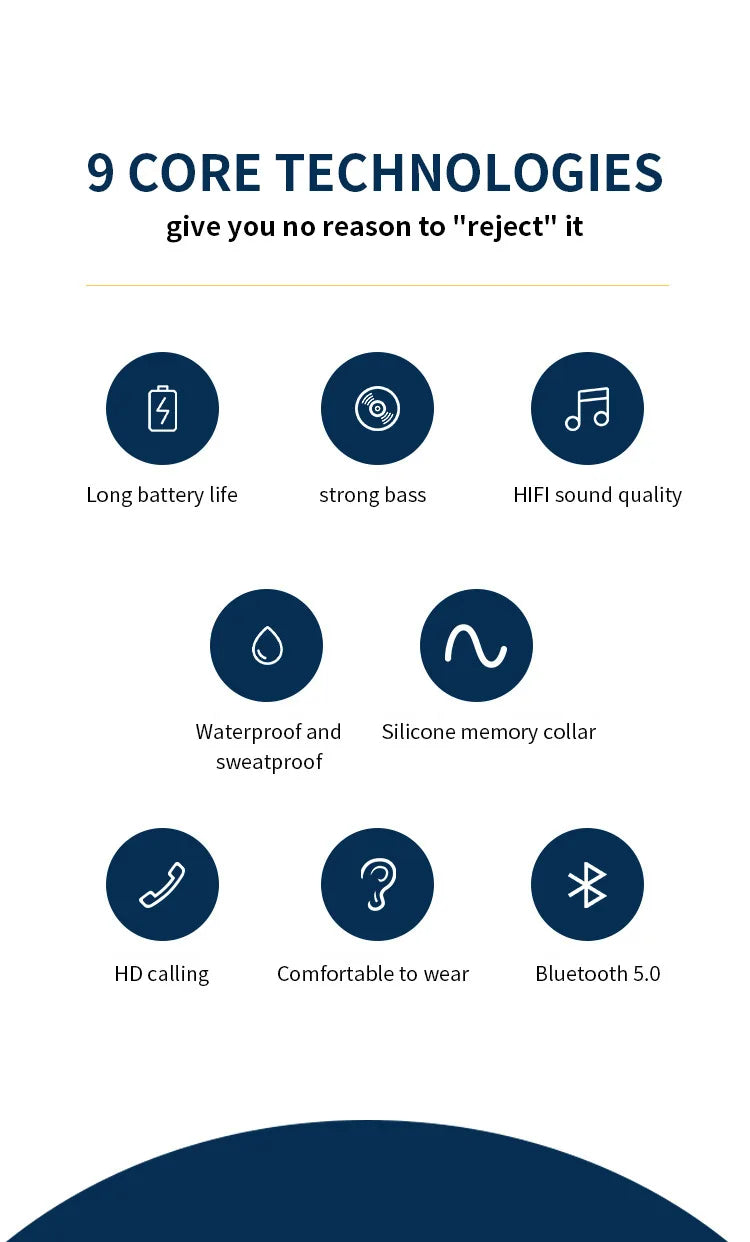 Neck Wireless Bluetooth Earphone TWS 9D oneplus audifonos bleutooth gaming headsets bluetooth earbuds ariculares bluthoooth