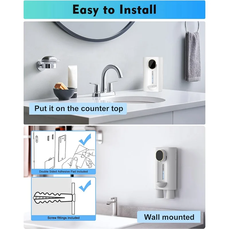 AS63-Mouthwash Dispenser For Bathroom, 18.26 Oz (540Ml) Touchless Auto Mouth Wash Dispenser With Magnetic Cups