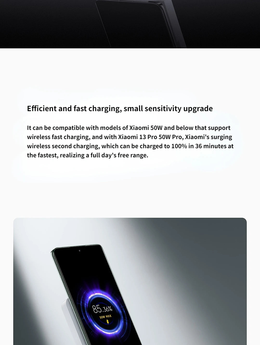 Original Xiaomi 50W Pro Vertical Air-cooled Wireless Charging  Fast Charging Qi Stand for Xiaomi 14/13/12S Ultra/10 New