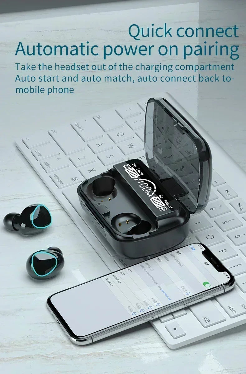 Original M10 Wireless Bluetooth Earpods - All-in-One Sports Headphones with Noise Canceling, Stereo Sound & Built-in Microphone