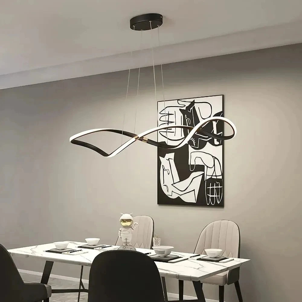 Adjustable Height LED Ceiling Light with Remote Control Modern Kitchen Island Lighting Living Room Illumination
