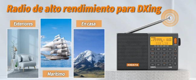 XHDATA D808 Portable Multiband Radio Receiver AM/FM/SW/MW SSB AIR RDS Stereo Sound Long Range Reception Rechargeable Battery