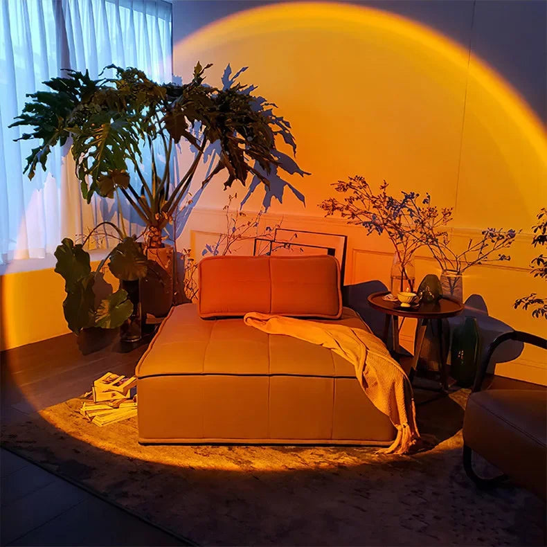 USB Sunset Projection Lamp Rainbow Atmosphere Night Light Sunset Light for Photography Selfie Coffee Store Live Wall Decoration