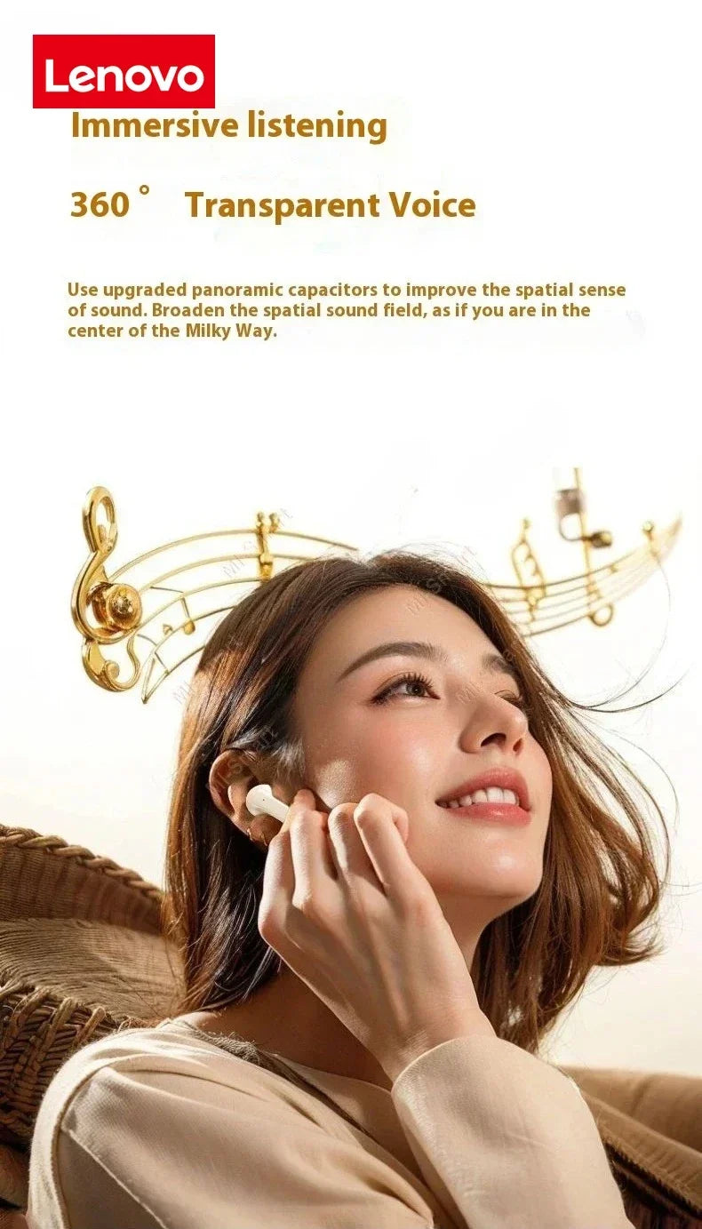 Lenovo Headphones Extended Battery Life for Sports Bluetooth Earbuds Wireless Earphones Long-Lasting with Noise Cancellation