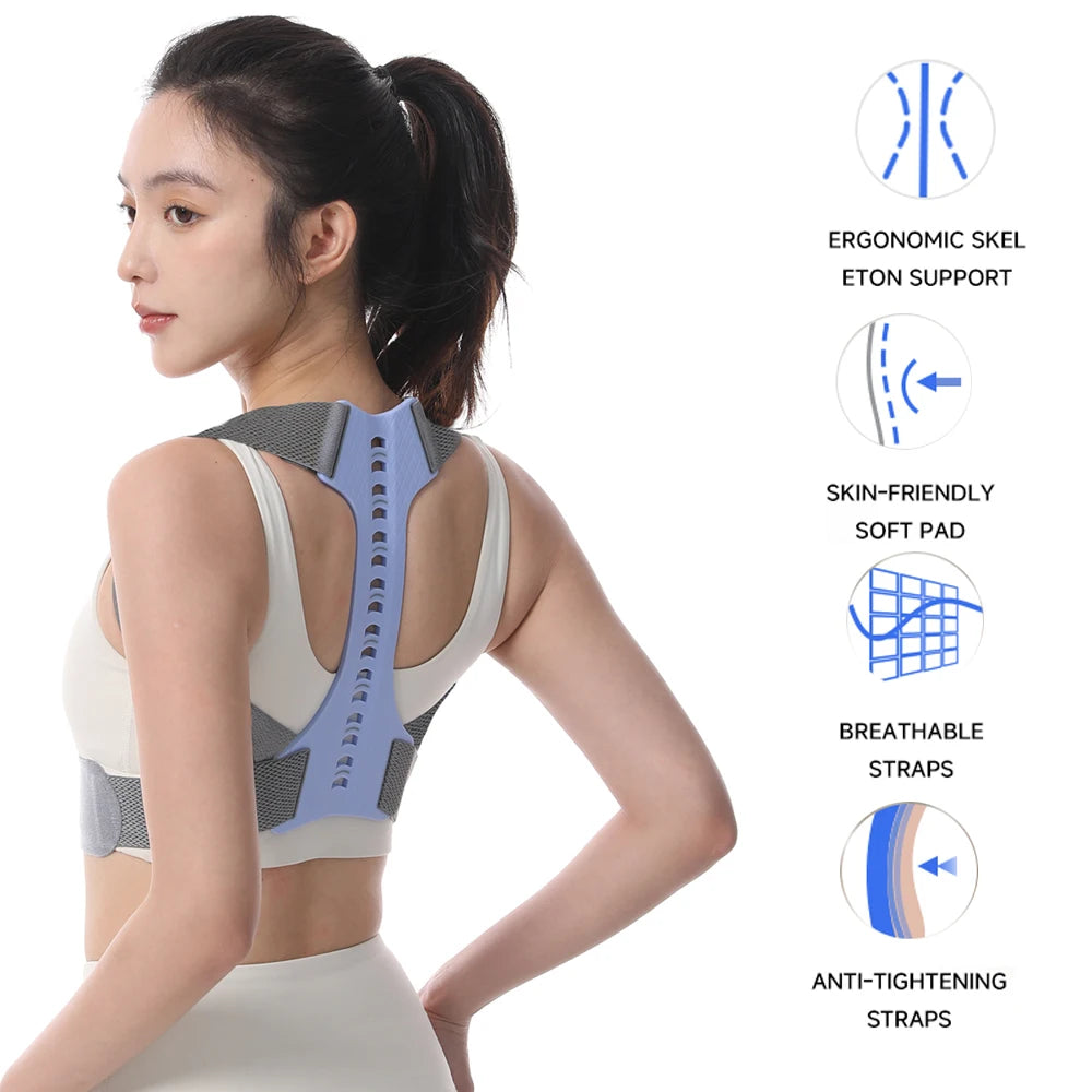 LAOZHAO Adjustable Posture Corrector for Men & Women - Upper Back Brace for Neck, Shoulder & Spine Support,Scoliosis & Back Pain