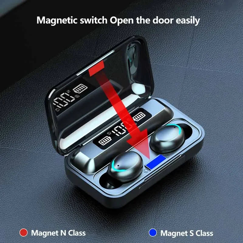 F9 Wireless Game Earbuds - TWS Bluetooth Headphones with Digital Display & Large Capacity Charger