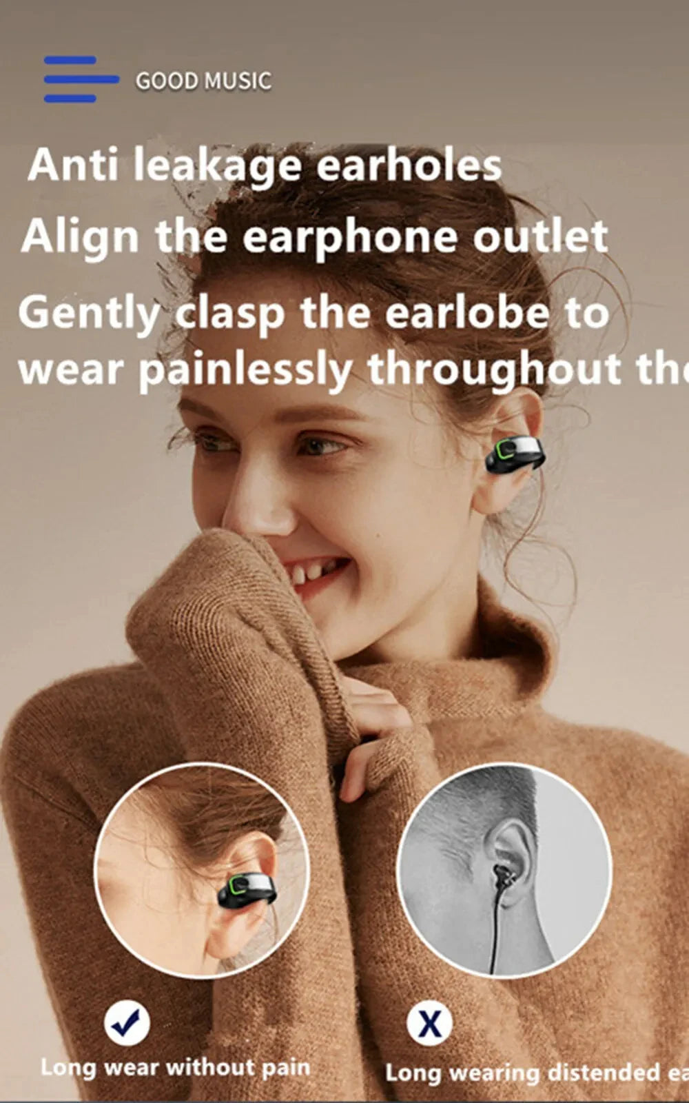 Bluetooth Earphone Clip On Monaural Inear Motion Stereo Bone Conduction Gd28 Business Wireless Earphone Mini Monaural Tws