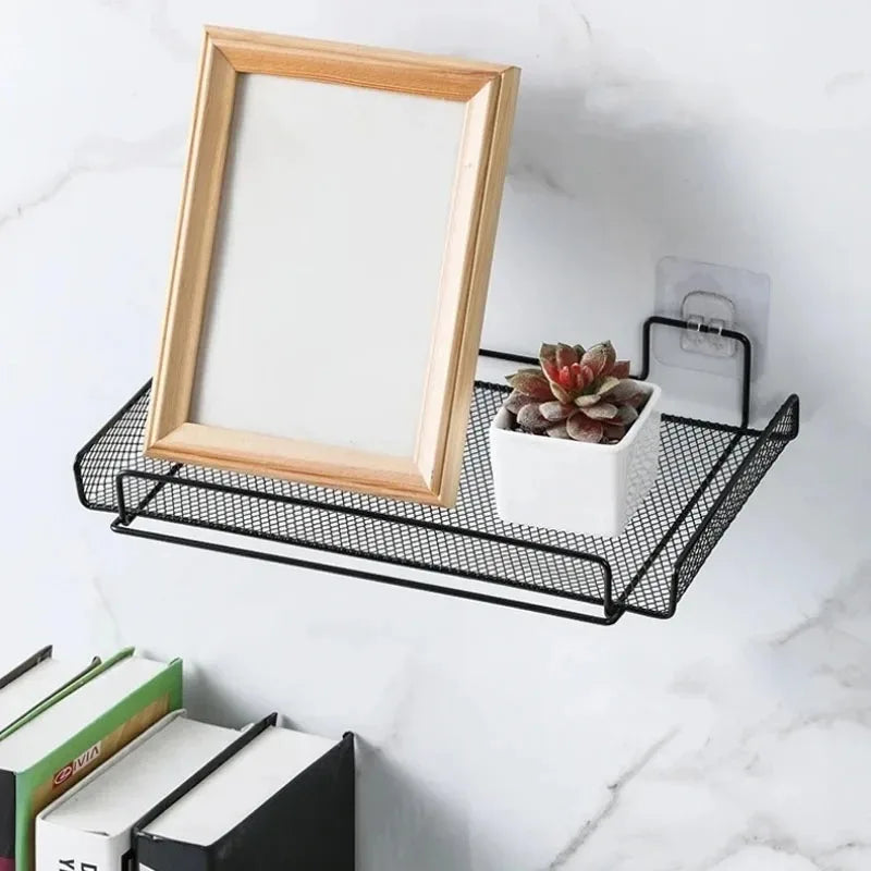 Self-adhesive Shelf Wall-mounted No-drill Storage Box  Kitchen SpiceDrying Rack Shelf for Dish Wall Router Rack TV Set-top Box